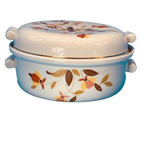 Vintage Hall’s Superior Quality Covered Casserole Dish Autumn Floral 9” w Lid Ov